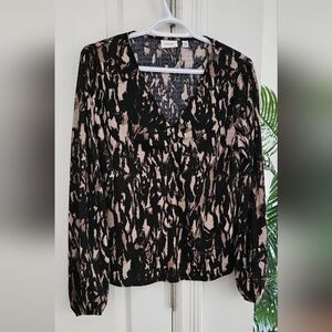 VILA Black and Tan Women's Blouse